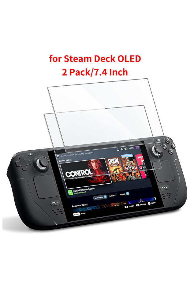 قطعتان من واقي الشاشة لجهاز Steam Deck OLED مقاس 7.4 بوصة، مصنوع من الزجاج المقوى عالي الوضوح ومضاد للخدش