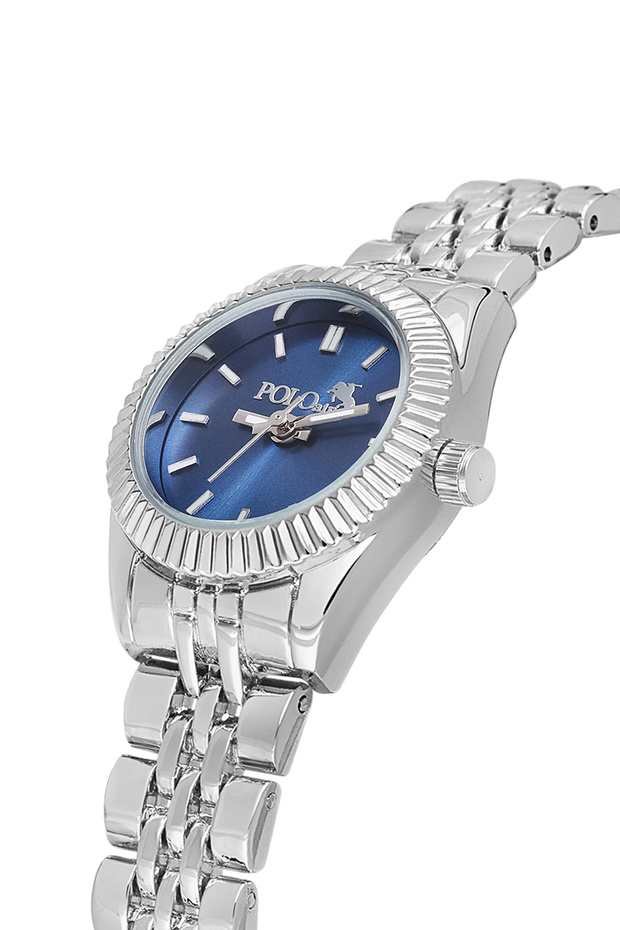 Elegant Women Wrist Watch Silver Navy Blue Color Pl-1553B3X