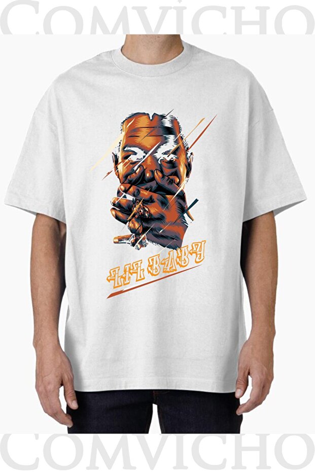 Unisex Lil Baby V Design Printed Oversize T-Shirt