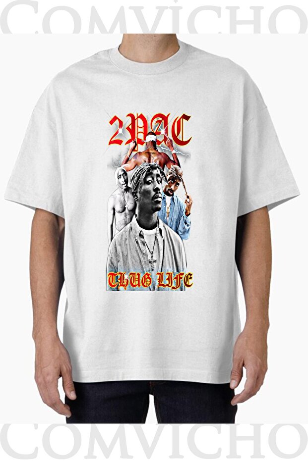 Unisex Tupac V28 Design Printed Oversize T-Shirt