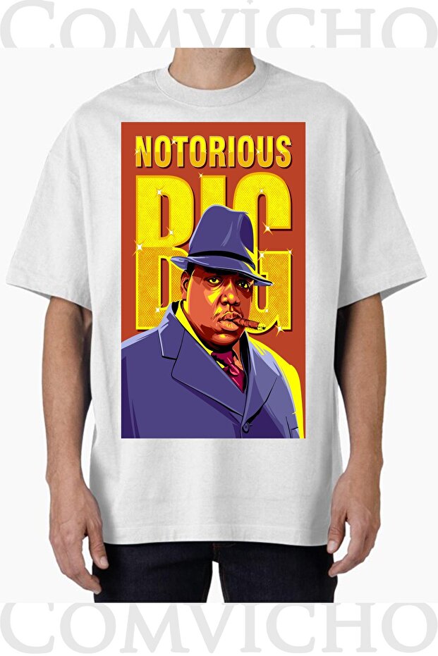 تي شيرت كبير الحجم مطبوع بتصميم Biggie v1 للجنسين