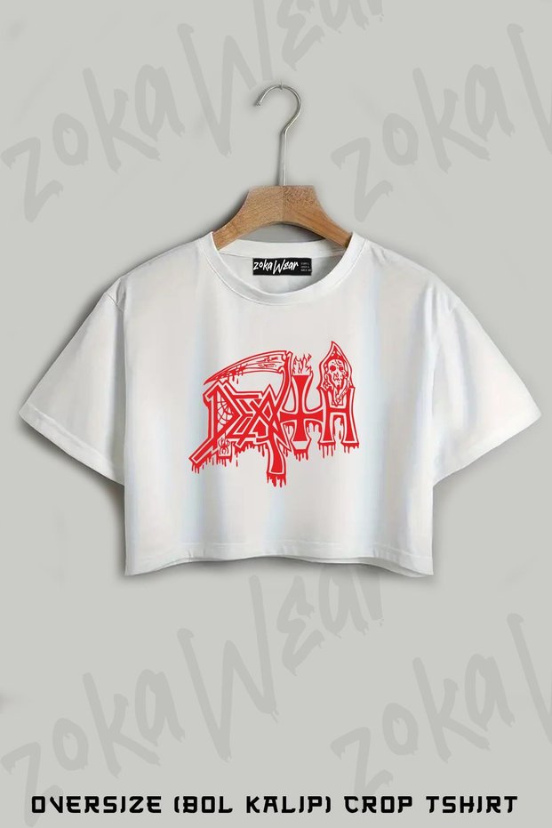 Logo V2 Death Printed Oversize Crop T-Shirt