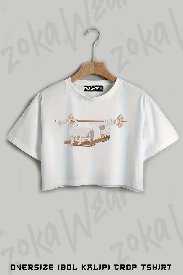 Sushi Gym Printed Oversize Crop T-Shirt
