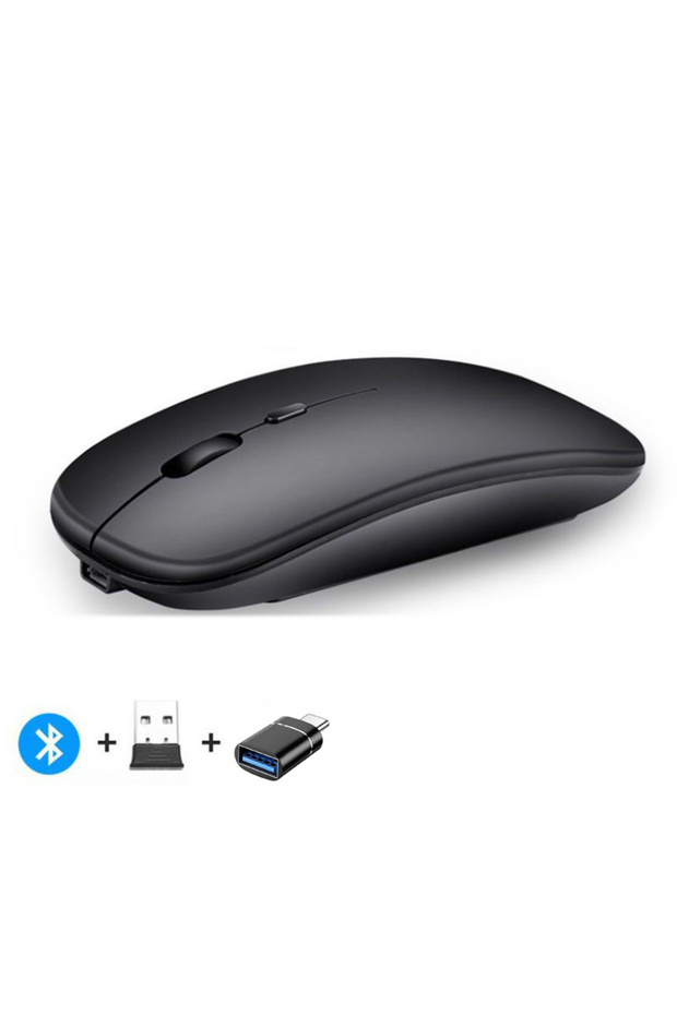 Black with OTG Rechargeable Wireless Mouse Bluetooth-compatible 2.4GHz Dual Modes Computer Mice with - 1