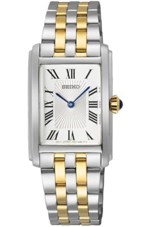 classic white Dial stainless steel bracelet watch for women SWR087P, White, Classic