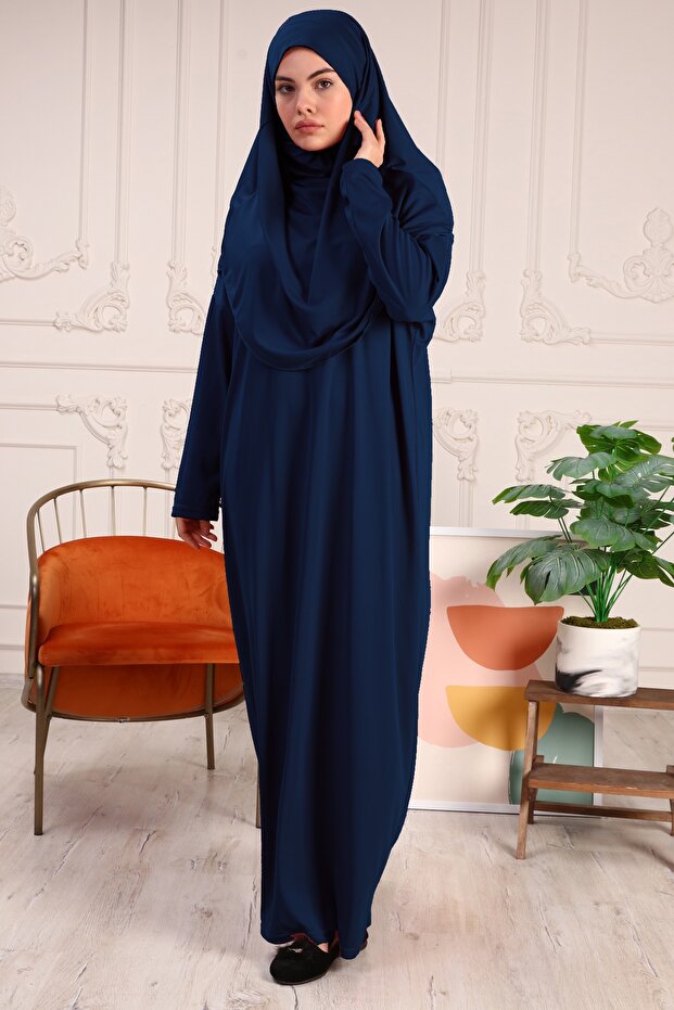 One Piece Economical Prayer Dress - Navy Blue