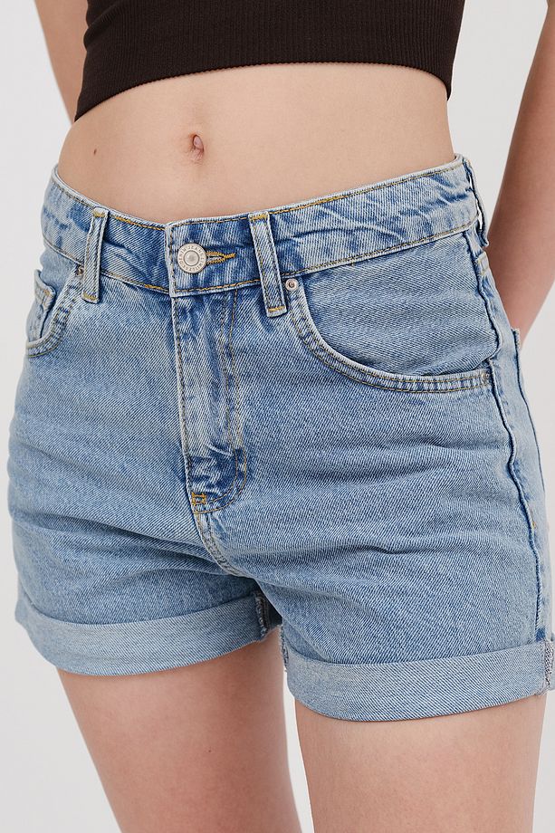 Katlama Paça Cepli Denim Şort Ş8607-PNM - 4