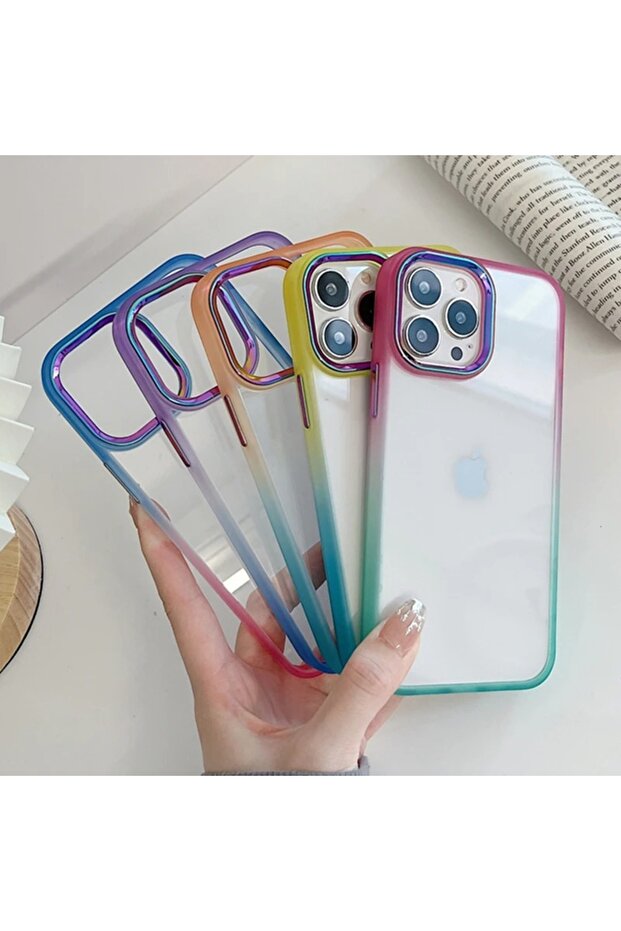 Clear Soft Case Compatible with iPhone 11 PRO MAX with Gradient Color Contrast Edge Style - 5