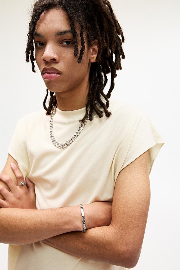 Soluk efektli kolsuz tişört - 4