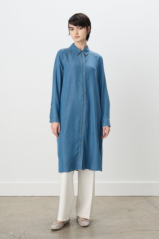 Nakış Detaylı Gömlek Yaka TeN cel Tunik - 1