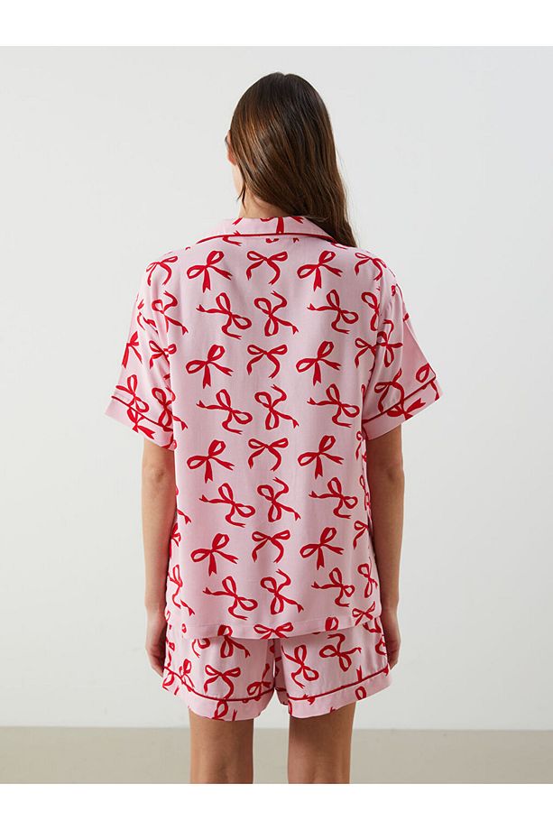 Kurdele Baskılı Kadın Şortlu Pijama Takımı - 4