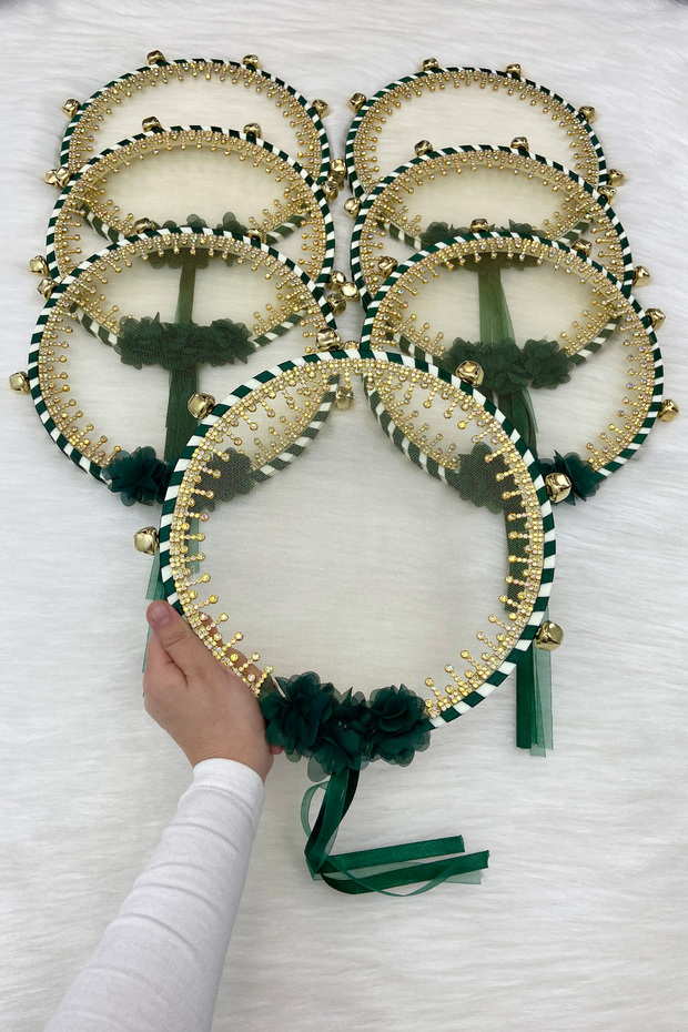 Green Bride Bridesmaid Tefi, Flower and Sultan Stone, Wedding Henna Night Bride Circumcision Party Defi 1 Piece