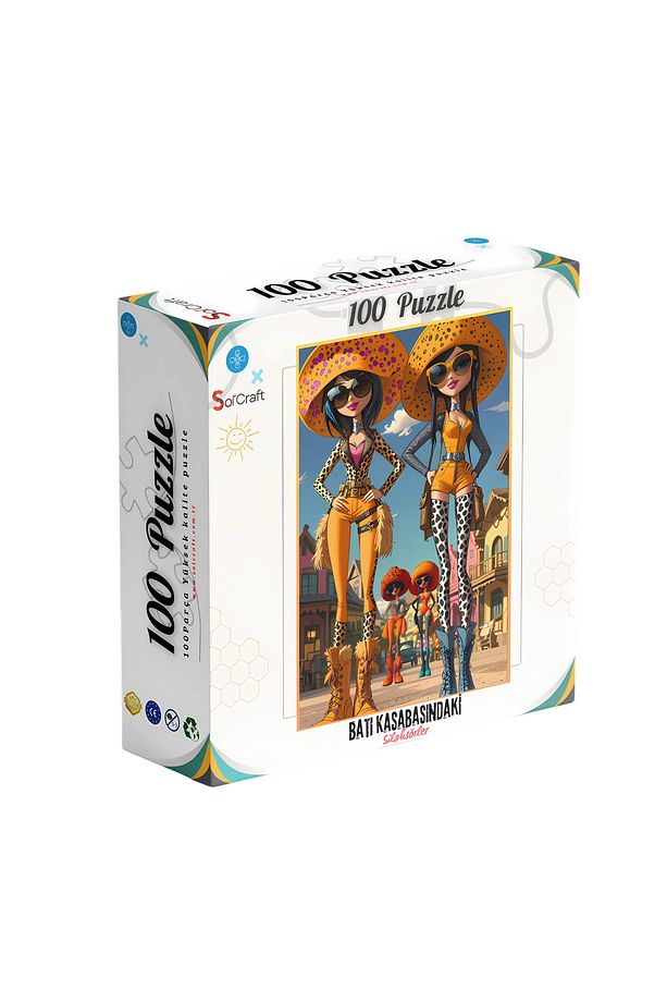 100 Parça Puzzle Çift Tasarım Tek Kutu Güneşlenen Penguenler - 2