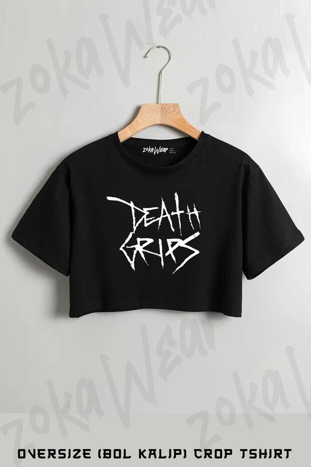 Death Grips V3 Printed Oversize Crop T-Shirt
