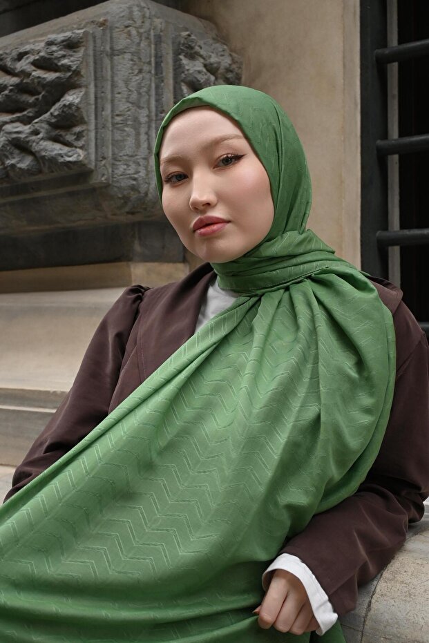 Mint Green - Zigzag Pattern Bamboo Jacquard - 3