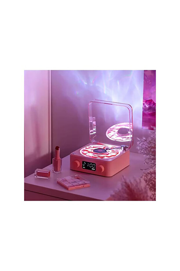 Waves Nostalji Plak Görünümlü Bluetooth Hoparlör 3D Ses Dalgası Retro Müzik Plak Gece Lambası - 7