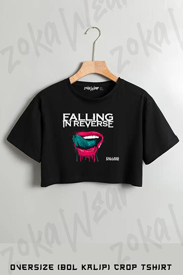 تي شيرت قصير كبير الحجم مطبوع عليه Falling In Reverse