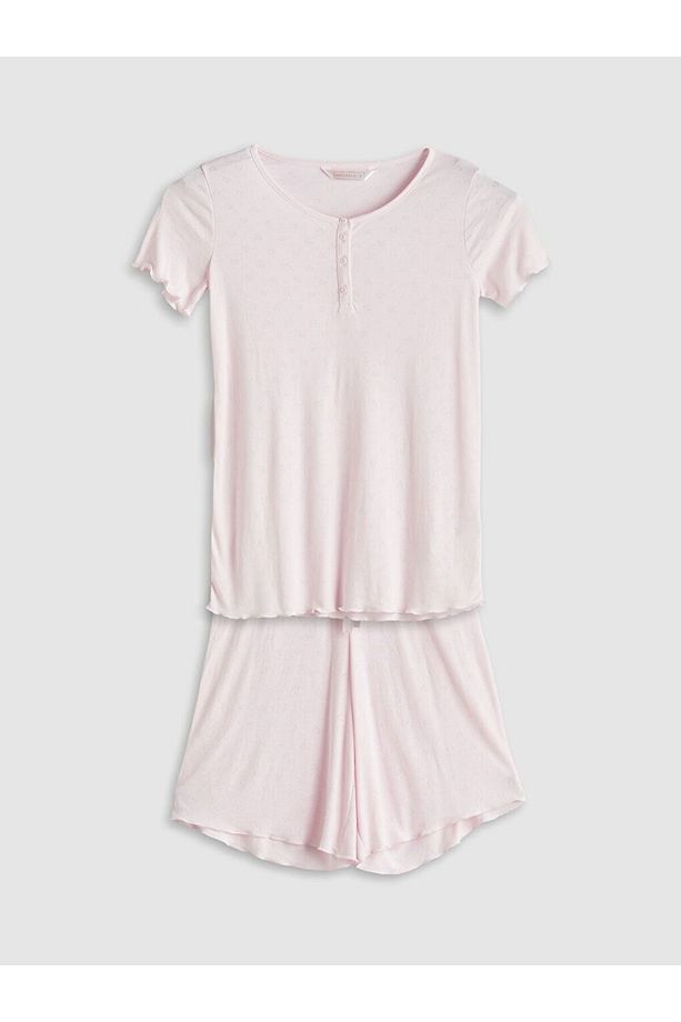 LCW DREAM Bisiklet Yaka Kalp Desenli Hamile Şortlu Pijama Takımı - 1