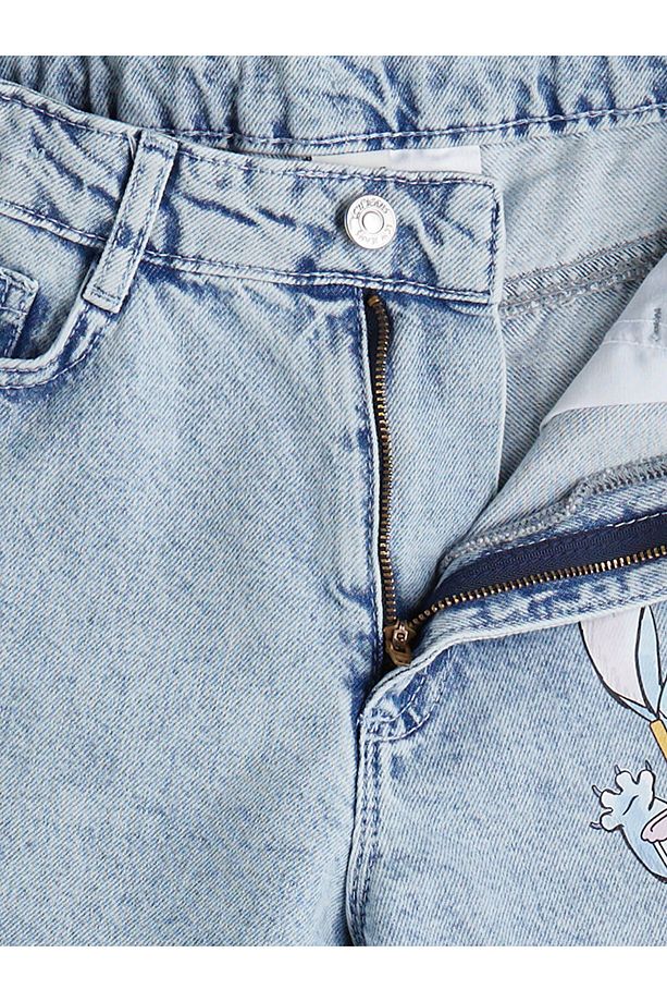 Mavi Stitch Baskılı Kız Çocuk Jean Şort - 2