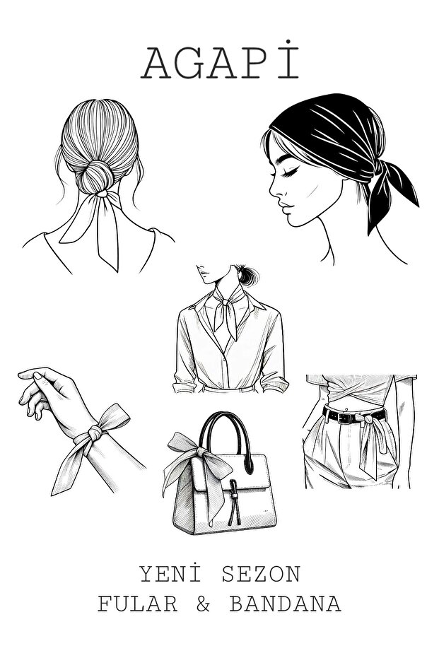 Fular Çiçek Desenli Bandana Fular - 3