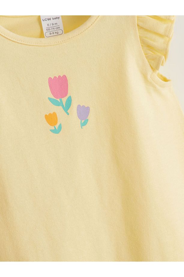 LCW Çiçekli Kız Bebek Penye Tulum 3'lü Fast Moda - 3