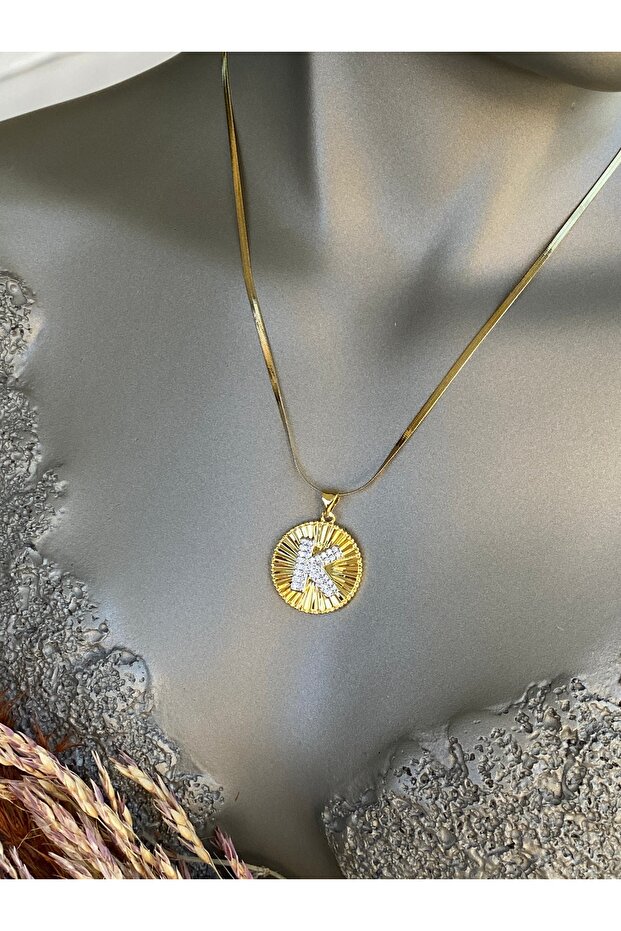 Letter K Stainless Steel Necklace 40+5 cm