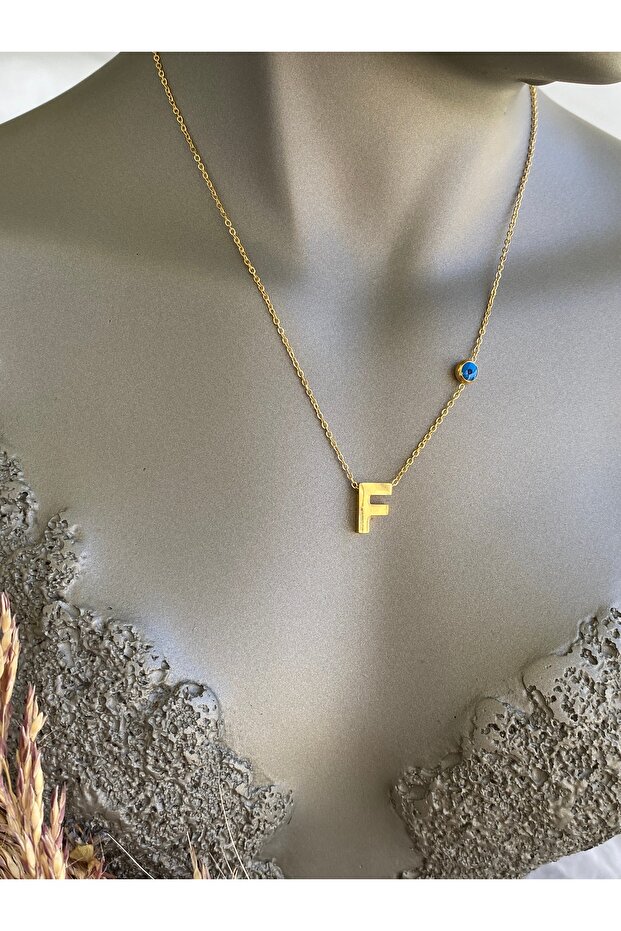 F Letter Stainless Steel Necklace 40+5 cm