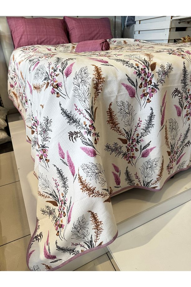 Başak Desenli Çarşafı Lastikli Tek Kişilik Pike Takımı - 7