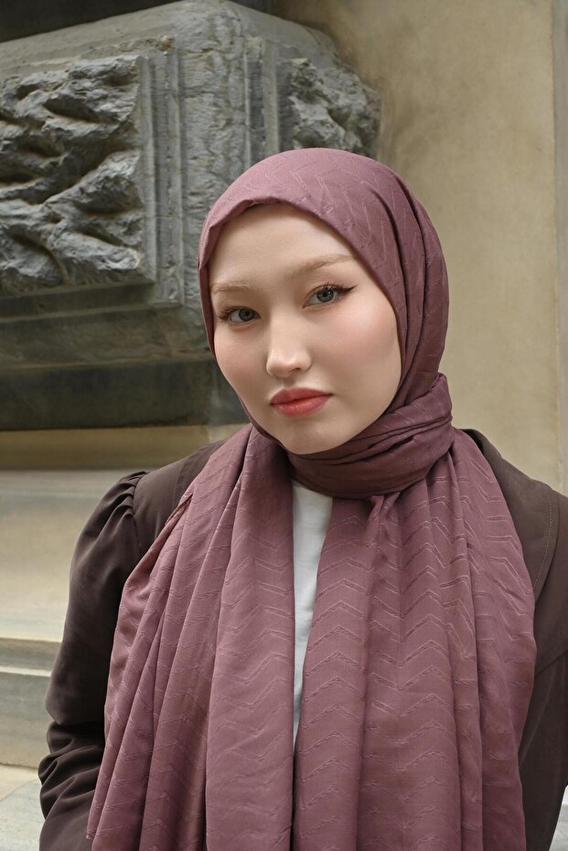 Dried Rose - Zigzag Pattern Bamboo Jacquard - 4