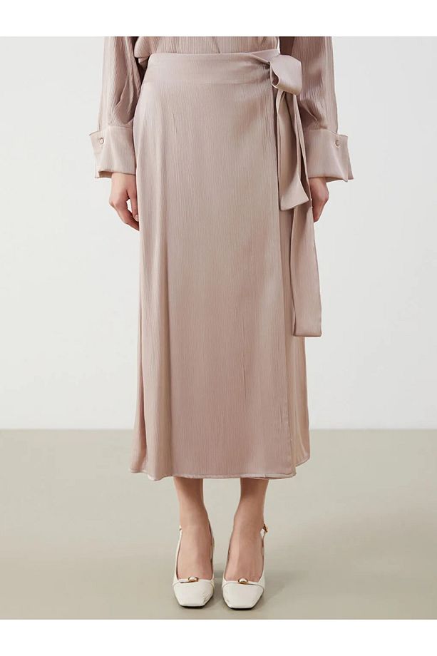 LCW Modest Pembe Beli Fermuarlı Dokulu Etek - 3