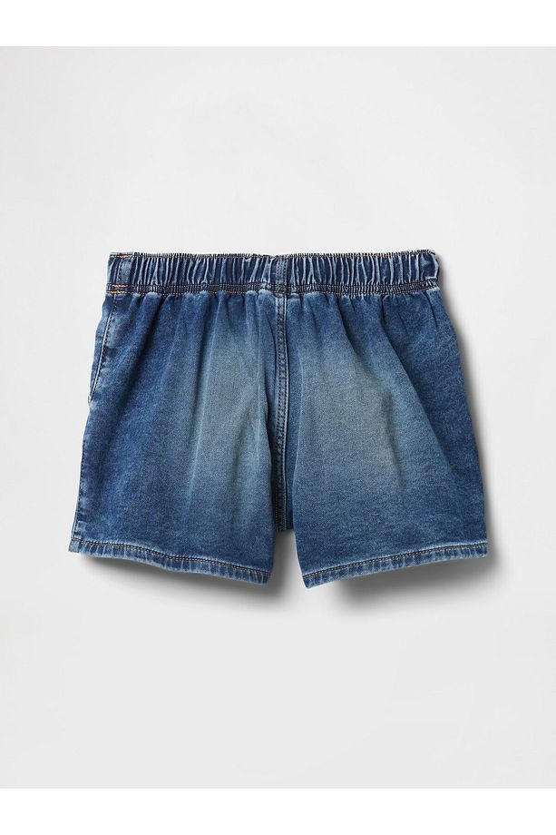 Kız Çocuk Mavi High Rise Relaxed Pull-On Jean Şort - 4