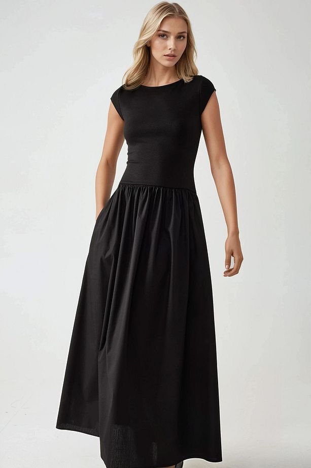 KayıkYaka A-Form Fit Maxi Örme Elbise - 7