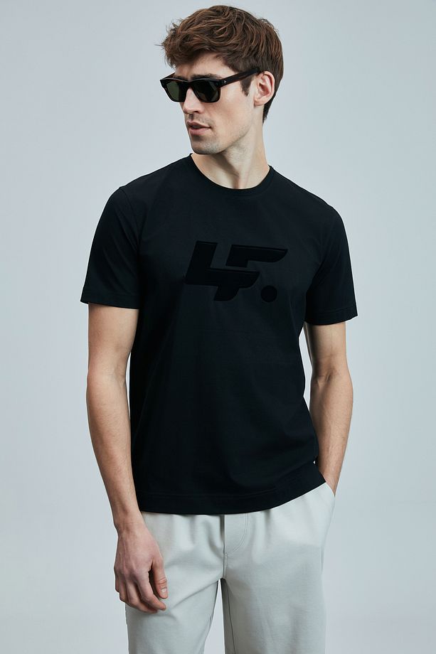 LUFİAN Onıx Modern Grafik T- Shirt Siyah - 2