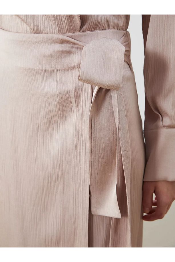 LCW Modest Pembe Beli Fermuarlı Dokulu Etek - 4