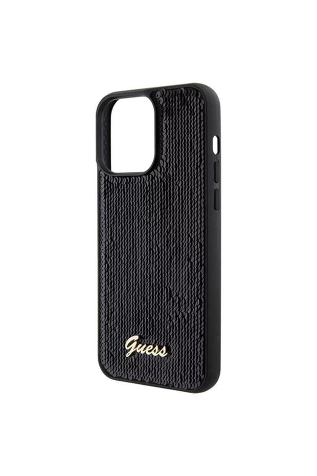 Sequin Script Logo iPhone 15 Pro Max Case Black - 6