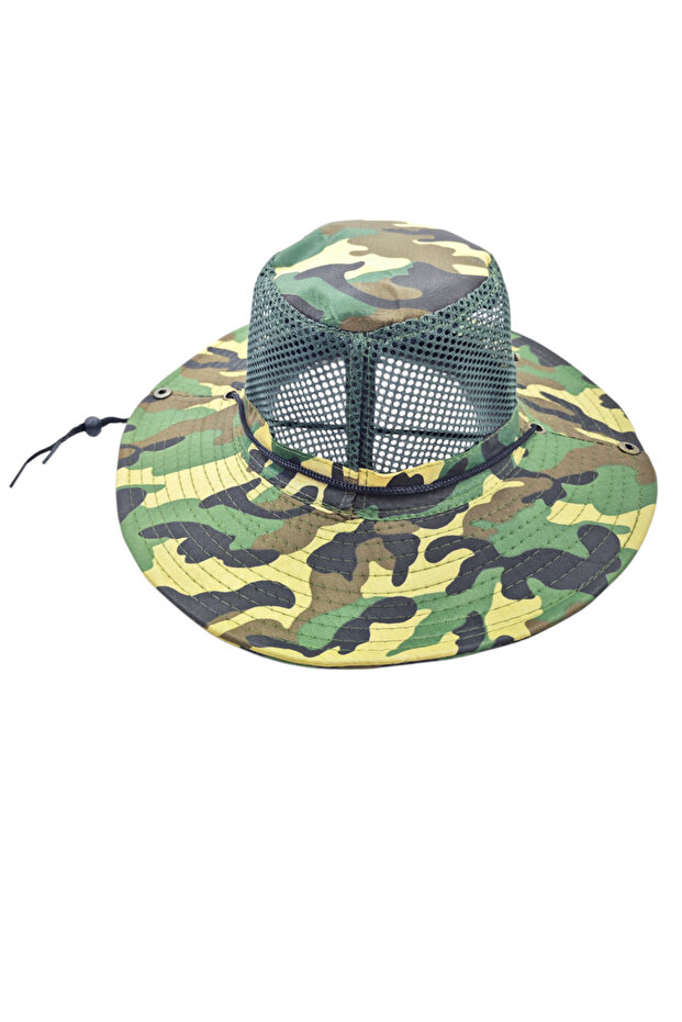 Mesh Camouflage Fetter Hat – Wide Brim, Uv Protection, Adjustable Outdoor Hat | Fafatara