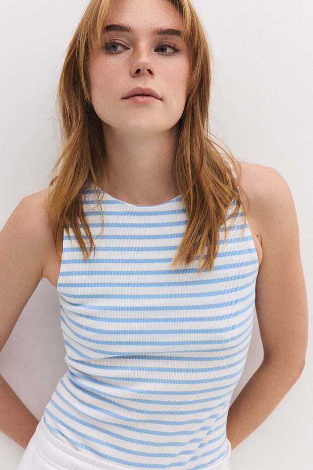 Gestreiftes Basic-T-Shirt mit Trägern - 4