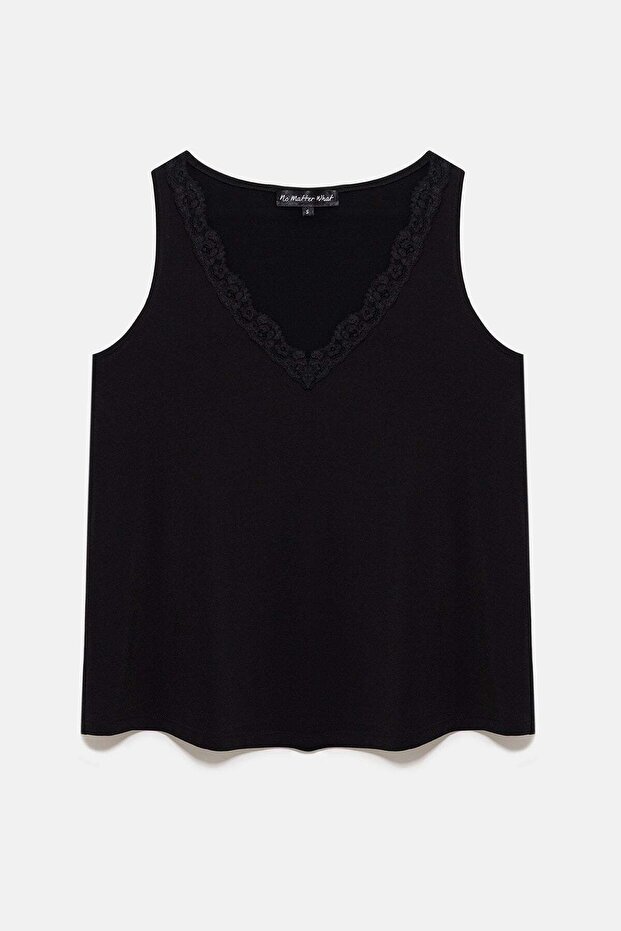 Ärmellose Bluse mit Spitzendetails - 6