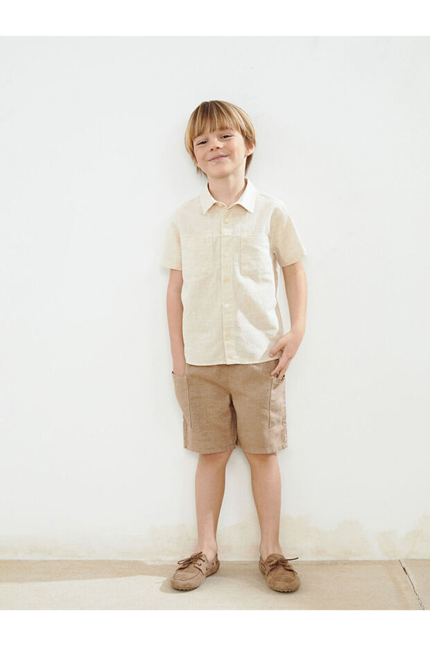 Create Your Style with Uzg Store |   Boys' Linen Shorts with Elastic Waistband and Pockets - 1