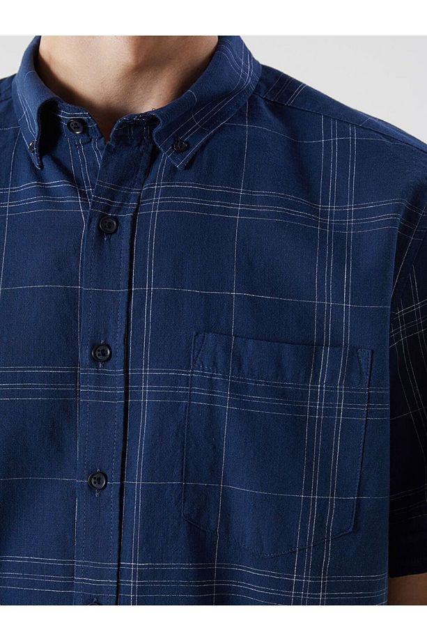 LCWAIKIKI Classic Regular Fit Kısa Kollu Ekose Poplin Erkek Gömlek - 3