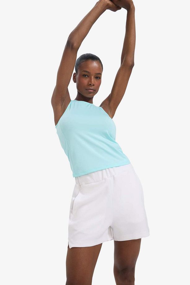 DeFactoFit Slim Fit Dar Kesim Basic Düz Bisiklet Yaka Sporcu Atlet F3265AX25SM - 3