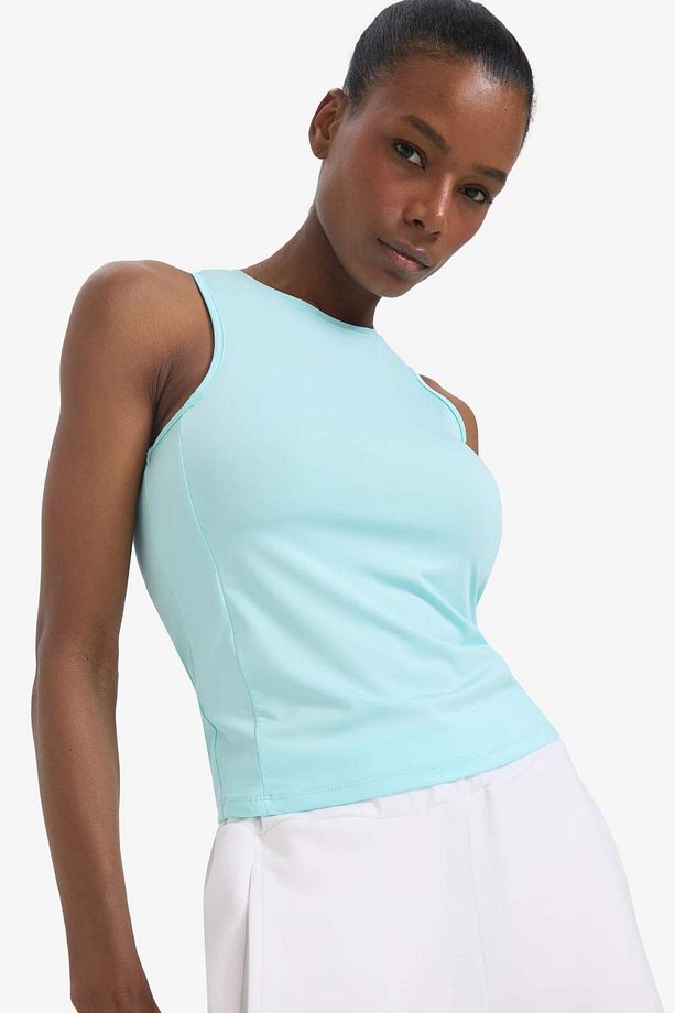 DeFactoFit Slim Fit Dar Kesim Basic Düz Bisiklet Yaka Sporcu Atlet F3265AX25SM - 1