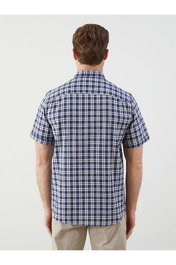 LCWAIKIKI Classic Regular Fit Kısa Kollu Ekose Erkek Gömlek - 4