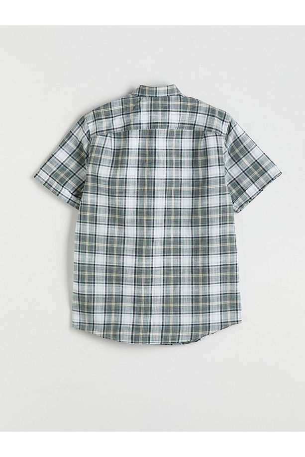 LCWAIKIKI Classic Regular Fit Kısa Kollu Ekose Erkek Gömlek - 6