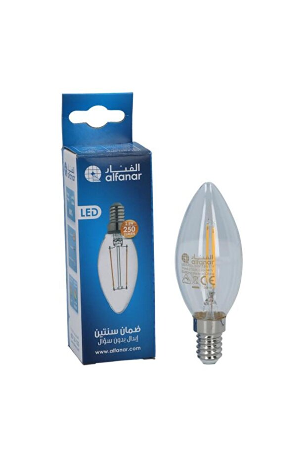 مصباح LED شمعة 2.5 واط E14 قابل للتعتيم من AL FANAR LEDT-FDCL3WW أبيض دافئ