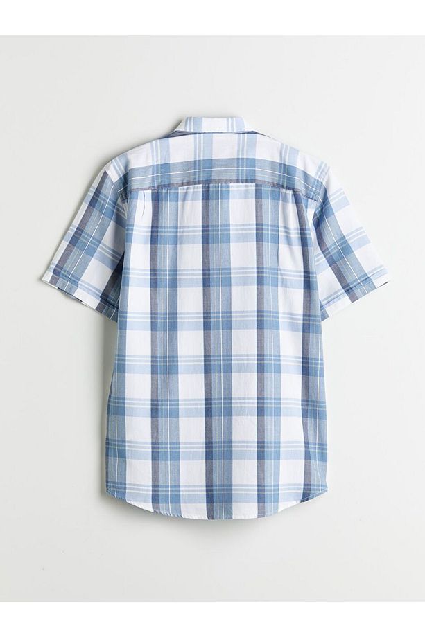 LCWAIKIKI Classic Regular Fit Kısa Kollu Ekose Gabardin Erkek Gömlek - 6