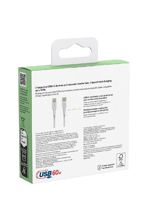 كابل شحن ومزامنة BoostCharge USB-C إلى USB-C (عبوة من قطعتين) - 3