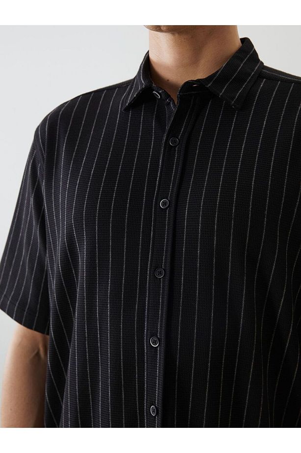 LCW Vision Regular Fit Kısa Kollu Çizgili Erkek Gömlek - 3