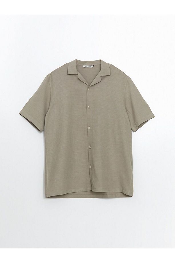 LCW Vision Regular Fit Kısa Kollu Keten Görünümlü Erkek Gömlek - 5