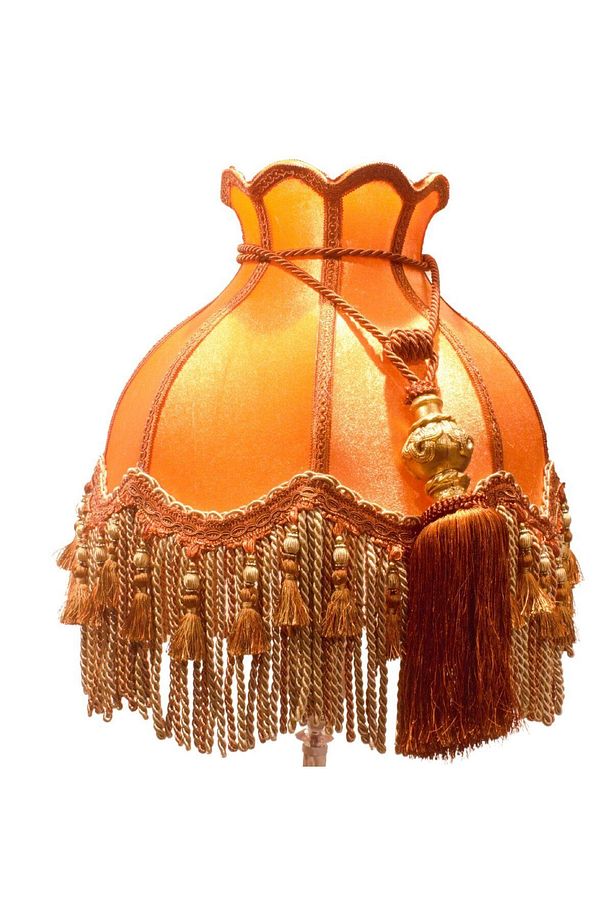 Kiremit Renk Kadife Lambader Kahve Ahşap Ayak Vintage LM01298 - 5